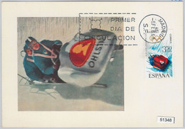 51348 - SPAIN - MAXIMUM CARD - 1968 WINTER OLYMPIC GAMES In GRENOBLE Bobsleigh - Winter 1968: Grenoble