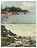 2 Early Colour Postcards, West  Mersea, Beach, Tent, People, Children, Seaside. 1906. - Colchester