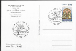 ANNULLO SPECIALE " ROMA EUR *3.11.1991* FORTE ANTENNE-CENTENARIO DEI FORTI DI ROMA" SU CARTOLINA NUMERATA - 1991-00: Storia Postale