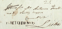 1852 Portugal Pré-Filatelia PMS1 «PORTO DE MOS» Sépia - ...-1853 Prephilately
