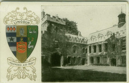 UK - LINCOLN - COLLEGE + COAT OF ARMS - EMBOSSED POSTCARD 1910s (11259) - Lincoln