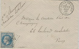 1869- Enveloppe De ST JOUAN-DE-L'ISLE ( Côte D'Armor ) Cad T16 Affr. N° 29 Oblit. G C 3684 - 1849-1876: Période Classique