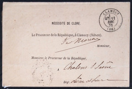 CACHET Type 17 Sans Timbre - CLAMECY - NIEVRE - LAC - 1872 - 1849-1876: Periodo Clásico