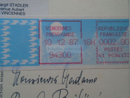 D181771    France  Paris  Vignette D'affranchissement Vincennes Prevoyance  1987 - 1985 « Carrier » Papier