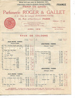 Tarifs ( 8 Pages Doubles) 1919 Parfumerie ROGER & GALLET / Eaux De Cologne J M FARINA / PARIS 75010 - Droguerie & Parfumerie