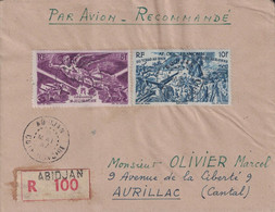 COTE D'IVOIRE - ABIDJAN - LETTRE RECOMMANDEE AVEC BEL AFFRANCHISSEMENT POUR LA FRANCE - LE 25 MAI 1947. - Covers & Documents