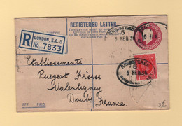 Londres - Recommande Destination France - 1936 - Lettres & Documents