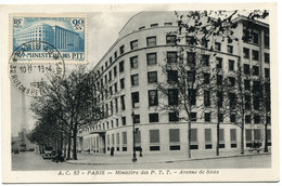 FRANCE CARTE MAXIMUM DU N°424 MINISTERE DES P. T. T. 1939 AVEC OBLITERATION PARIS 19-4-1939 RUE DES PETITS CHAMPS - 1930-1939