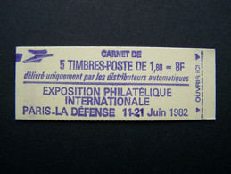 2187-C1 CARNET FERME 5 TIMBRES LIBERTE DE GANDON 1,60 ROUGE PHILEXFRANCE 82 - Moderne : 1959-...