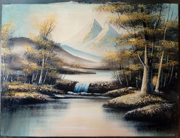 Paysage Avec Chute D'eau, Rivière, Forêt Et Montagnes, Hamdi, 1994/Landscape With Waterfall, River, Forest And Mountains - Olii