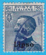 EGLI013 EGEO LIPSO 1912 FBL D'ITALIA SOPRASTAMPATI LIPSO CENT 25 SASSONE NR 5 USATO - Ägäis (Lipso)