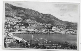 (RECTO / VERSO) MONACO EN 1935 - N° 1406 - LE PORT ET VUE SUR MONTE CARLO - BEAU TIMBRE ET CACHET DE MONACO - FORMAT CPA - Haven