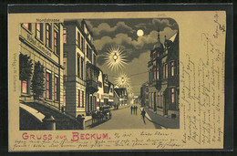 Mondschein-Lithographie Beckum, Nordstrasse Mit Hotel Samson - Beckum