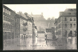 AK Würzburg, Hochwasser 7. /8. Februar 1909 - Inondations