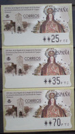 ETIQUETAS ATM - LA PURISIMA EN CASTROVIEJO DE CAMPO - SERIE 3 VALORES EN PESETAS NUEVAS ** - Altri & Non Classificati