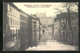 AK Würzburg, Neubau Und Lehrerstrasse, Hochwasser, 7. /8. Februar 1909 - Inondations