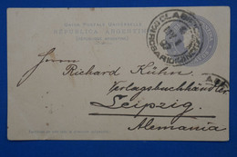 W14 ARGENTINA BELLE CARTE RARE 1897 ROSARIO  POUR LEIPZIG ALEMANIA VIA BUENOS AIRES + + AFFRANCH. INTERESSANT - Cartas & Documentos