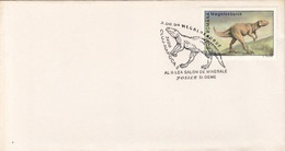 ANIMALS, PREHISTORICS, DINOSAURS, MEGALOSAURUS, STAMP AND SPECIAL POSTMARK ON COVER, 1994, ROMANIA - Vor- U. Frühgeschichte