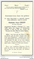 PETANGE ..-- Mme Anne SCHWEIGEN , épouse De Mr Jean GRIEFF , Née En 1899 , Décédée En 1958 . . - Petingen