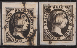 1851 Edifil 6 Isabel II 6c. En Fragmento Para Estudio 2 Fotos - Used Stamps