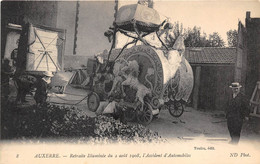 89-AUXERRE- RETRAITE ILLUMINEE DU 2 AOUT 1908, L'ACCIDENT D'AUTOMOBILES - Auxerre