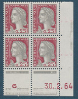 N° 1263 MARIANNE DECARIS COIN DATE DU 30/02/64 ERREUR DE DATE ** - 1960-1969