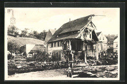 AK Gottleubatal-Berggiesshübel, Unwetterkatastrophe 1927, Zerstörtes Haus - Inondations