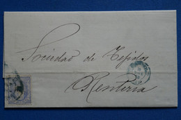 W15 ESPAGNE BELLE LETTRE  1856     A RENTORA+ VIGNETTE + AFFRANCH. INTERESSANT - Storia Postale