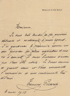 Edmond Picard - Lettre Autographe 1913, Signé (U833) - Manuscripts