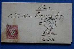 W15 ESPAGNE BELLE LETTRE 1857  MADRID POUR ELCHE   + AFFRANCH. INTERESSANT - Covers & Documents