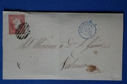 W15 ESPAGNE BELLE LETTRE 1859 BARCELONA POUR SALENIA+ CACHET BLEU + AFFRANCH. INTERESSANT - Brieven En Documenten