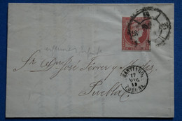 W15 ESPAGNE BELLE LETTRE 1859  SANTIAGO POUR PUEBLA + AFFRANCH. INTERESSANT - Storia Postale