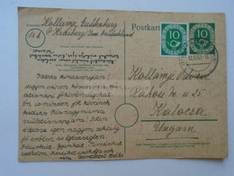 D181915    Germany  BRD  Uprated Postal Stationery Ganzsache Entier  Cancel  Kraiburg Am Inn 1953 Sent To KALOCSA - Brieven En Documenten