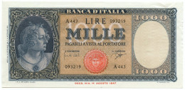 1000 LIRE ITALIA ORNATA DI PERLE MEDUSA 25/09/1961 SUP - Andere & Zonder Classificatie