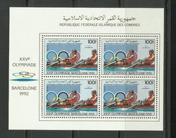 COMORES 1987 - OLYMPICS DE BARCELONA 92 - REMO (RARE) - MINI SHEET IN BLOCK OF 4 - Comores (1975-...)