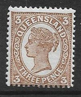 QUEENSLAND 1907 3d BISTRE-BROWN SG 292 UNMOUNTED MINT Cat £12 - Ongebruikt