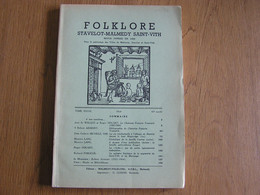 FOLKLORE Stavelot Malmédy Saint Vith 1964 Régionalisme Chanoine Toussaint Généalogie Cavens Jeu De Cartes Brûte Murange - Belgique