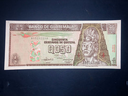 UNC Guatemala Banknote P79 ( 07/16/1992) 50 Cents Quetzal - Guatemala