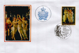 Primavera (Sandro Botticelli) LES TROIS GRÂCES. Le Printemps. Lettre De San Marino 1997 (Veronafil) - Covers & Documents