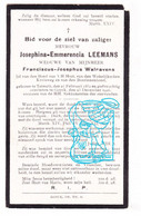 DP Josephina Leemans ° Ternat 1852 † Gooik 1926 X Franciscus Walravens Walraevens - Imágenes Religiosas