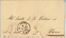 64117 - SWITZERLAND  - POSTAL HISTORY: COVER From MENDRISIO To VARESE Italy 1843 - 1843-1852 Federale & Kantonnale Postzegels