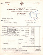 Facture - BORDEAUX - Ets WETTERWALD Frères Etiquettes De Vin ... - 1953 - Invoices