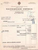 Facture - BORDEAUX - Ets WETTERWALD Frères Etiquettes De Vin ... - 1953 - Rechnungen
