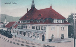 Teufen AR, Bahnhof, Chemin De Fer Et Train à Vapeur (4.1.1910) - Teufen