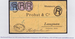 Great Britain Registered 1898 Env To Switzerland, Jubilee 2½d And Two 1d Lilacs Tied Large Oval "R", CLERKENWELL GREEN - Lettres & Documents