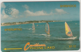 BARBADOS - Windsurfing (Blue Logo), 10 Bds$, CN:14CBDD ,Normal Zero: "0", Used - Barbados (Barbuda)