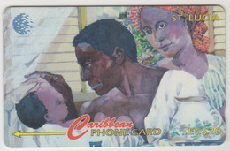 SAINT LUCIA - People Of St. Lucia Family, 20 EC$, CN:60CSLA , Dashed Zero: "Ø", Tirage 27.700, Used - Sainte Lucie