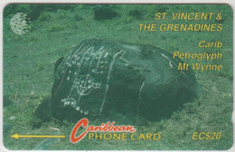 St VINCENT& GRENADINES - Carib Petroglyph Mt Wynne, 20 EC$, CN:9CSVB , Normal Zero: "0", Tirage 6.000, Used - Saint-Vincent-et-les-Grenadines