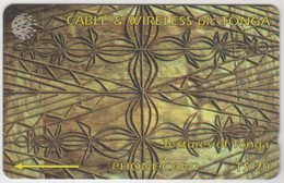 TONGA - Textures Of Tonga Brown, 20 T$, CN:2CTGC , Normal Zero: "0", Tirage 5.000, Used - Tonga