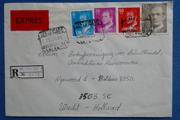 W15  ESPAGNE BELLE LETTRE RECOM.   1985  VALANCIA VOYAGEE A UTRECHT  PAYS BAS   +  AFFRANCH. INTERESSANT - Cartas & Documentos